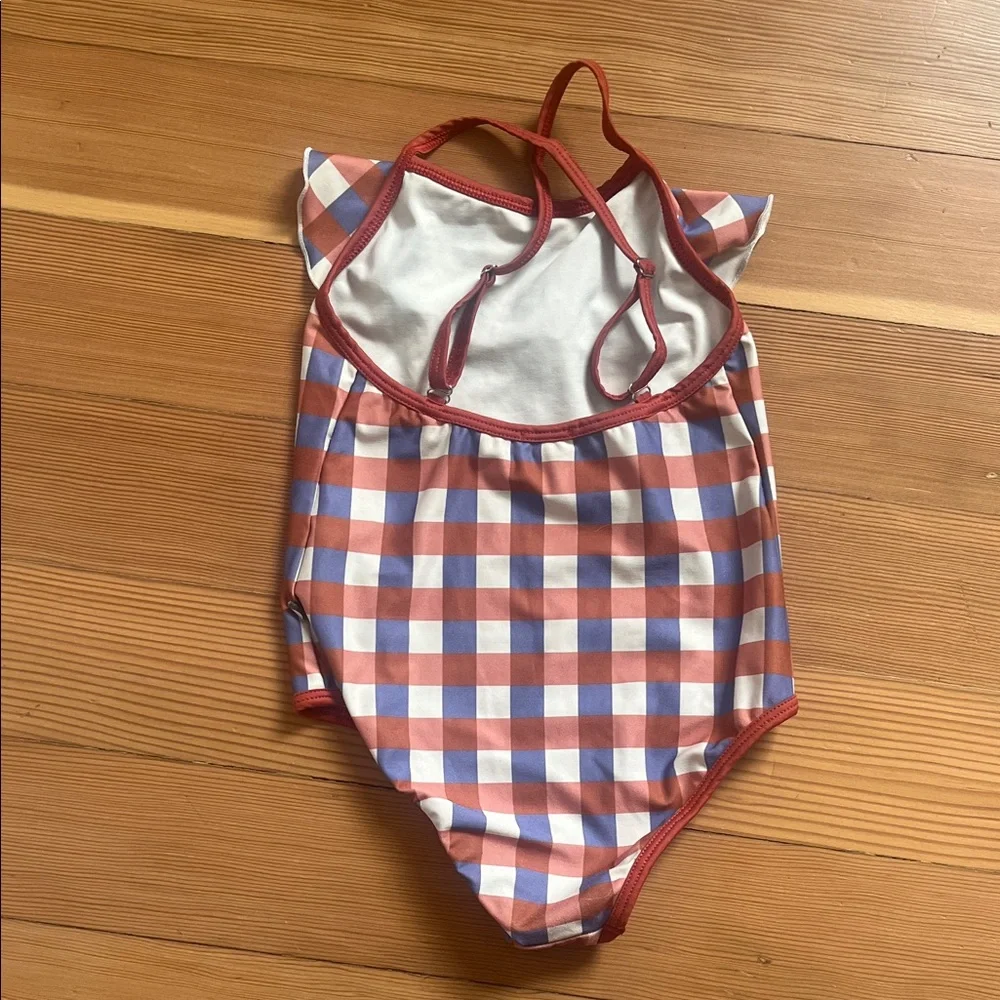 Oeuf Red & Blue Gingham Ruffle One-Piece Swimsuit